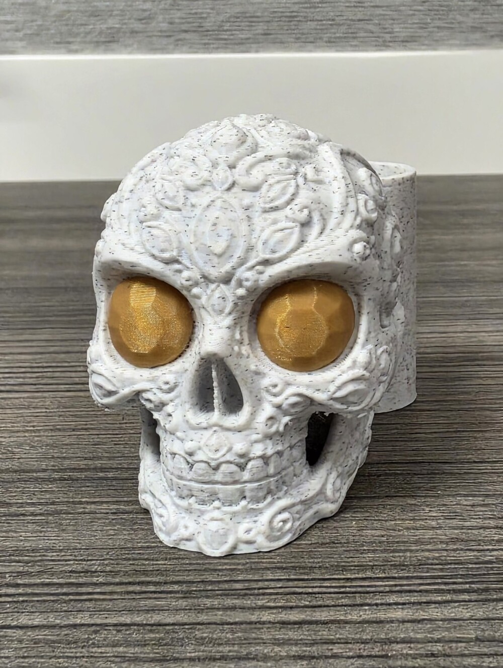 3D Printed Sugar Skull Pen Holder Desk Stand - Holds 2 Rhinestone Bling Pens